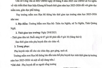 THÔNG BÁO TỰ TRƯỜNG NĂM HỌC 2025-2026